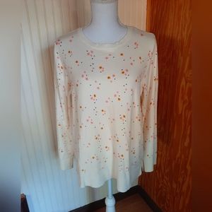 Style & Co. Mini Stars Ivory Crew Neck Sweater EUC